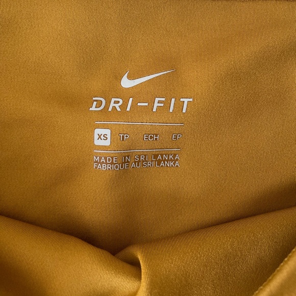 NIKE Dri-Fit High Rise Compression Leggings in Golden Mustard Black Mesh Size XS - Picture 10 of 15